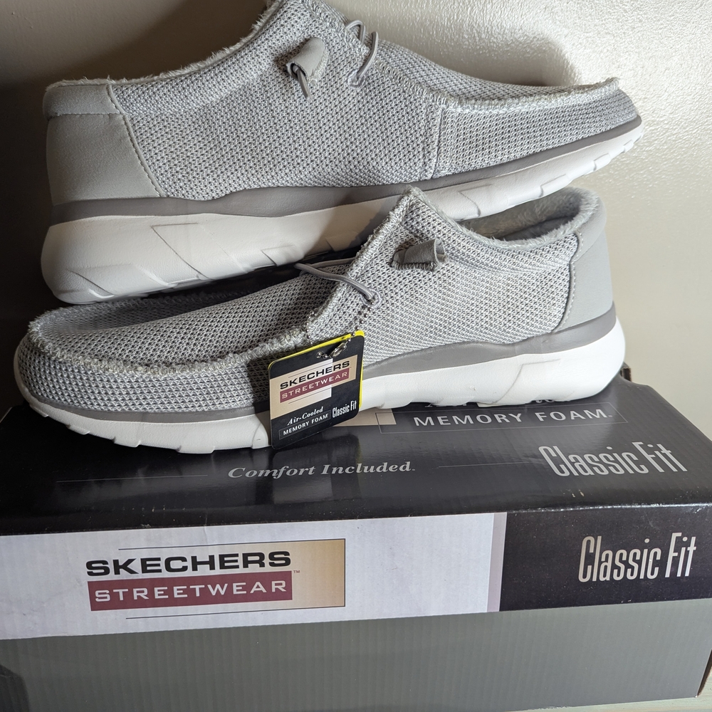 Skechers Men's Light Gray Slip-On Loafers